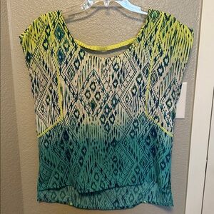 American Eagle flowy Yellow and Blue Patterned Top